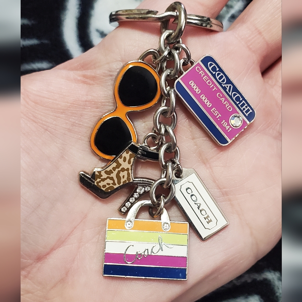Coach Silver-Tone Charm Keychain with Mini Bag & Shoe Charms